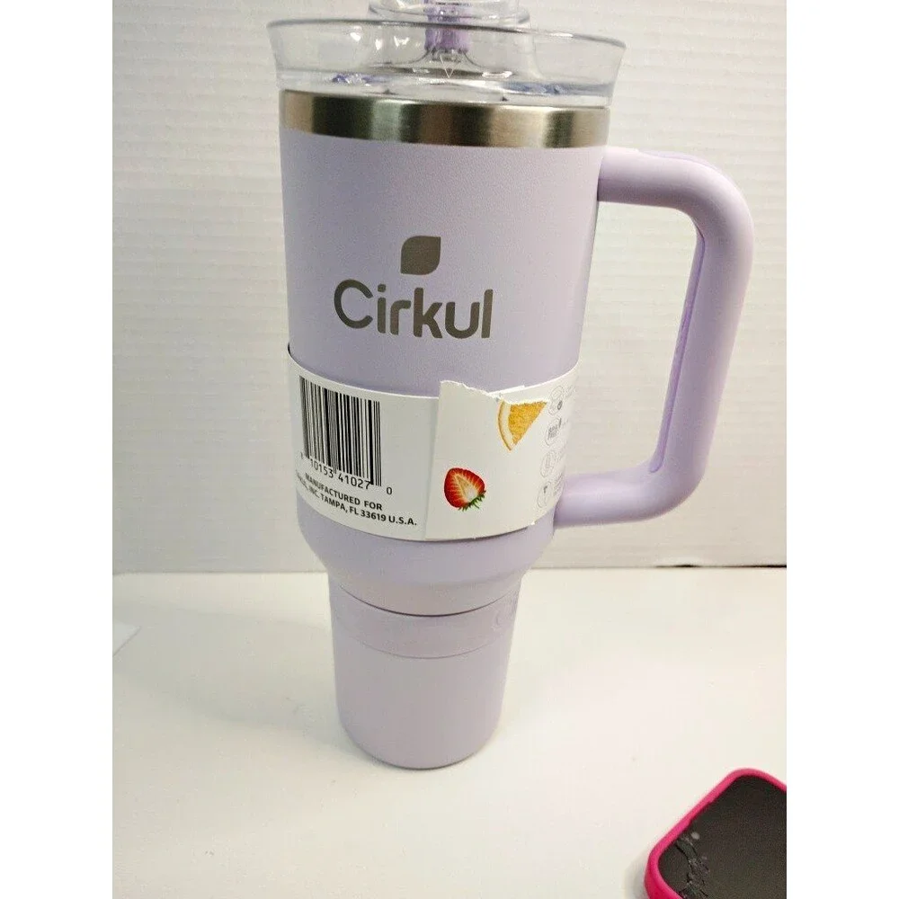 Cirkul 40 oz Purple Insulated Stainless Steel Tumbler w/ Handle & Screw-On Lid